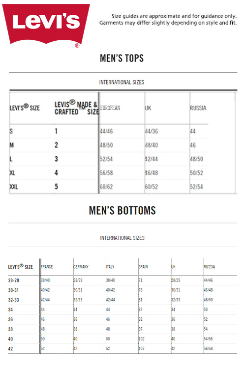 levis briefs size chart