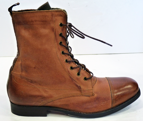 BEN SHERMAN Abot | Mens Retro Indie Mod Military Work Boots in Tan