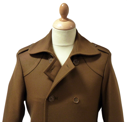 Gibson London 'Estate' Coat in Tan | Mens Retro Mod Overcoats