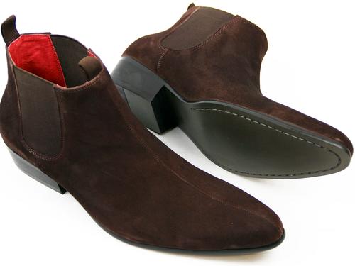 MADCAP ENGLAND Retro 60s Mod Classic Chelsea Boots Brown Suede
